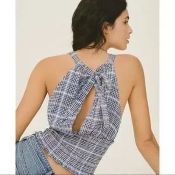 Anthropologie Pilcro Jessie Smocked Plaid Halter Top - Picture 4 of 9